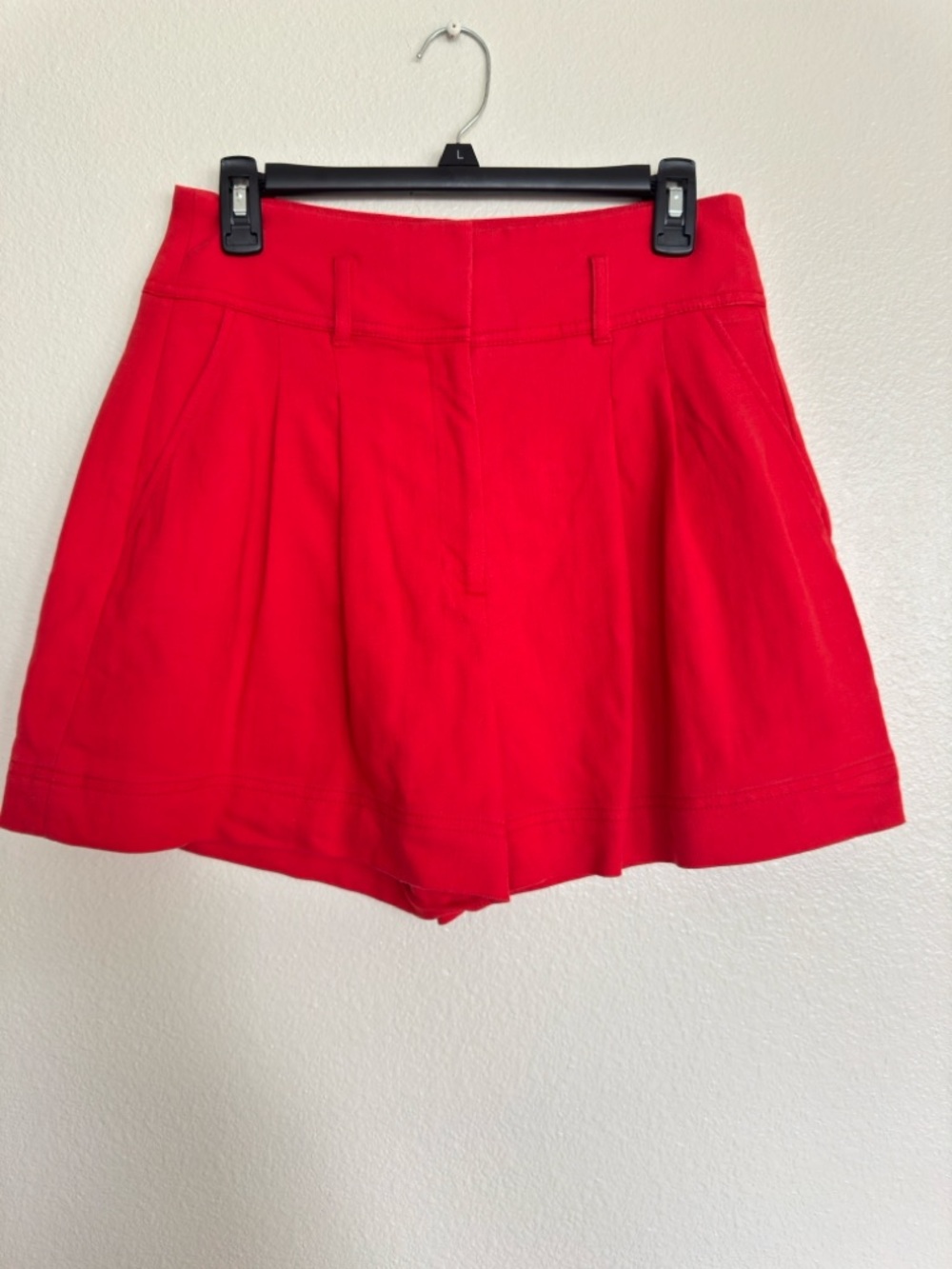 White House Black Market Red High-Waist Pleated Shorts